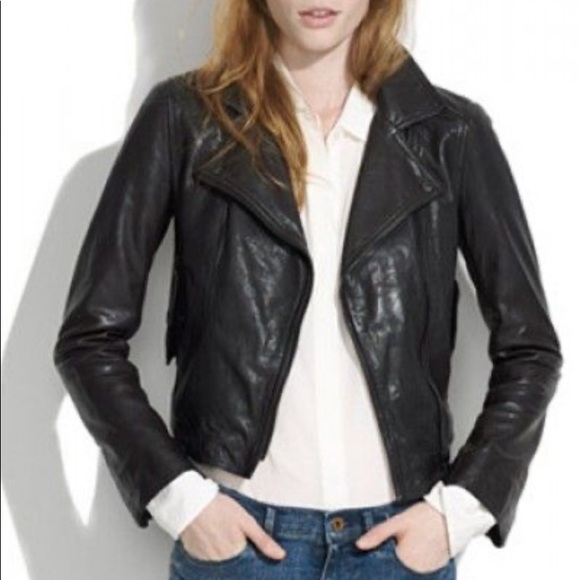 Madewell perfect leather Moto jacket true black, size XS - Picture 5 of 15